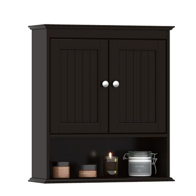 Spirich Bathroom Cabinet Wall Mounted, Wood Hanging Cabinets with Doors and Shelves, Medicine Cabinet Over The Toilet, Espresso