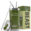 1967 1968 1969 Plymouth Barracuda Hardtop Beast 20 oz Stainless Steel Insulated Tumbler w/Lid, 2 Straws, Brush and Gift Box army view 1