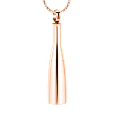 Beer Bottle Shaped Cremation Jewelry for Ashes,Stainless Steel Urn Necklaces for Ashes Memorial Jewelry Urn Pendant(Rose Gold)