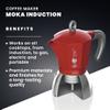 Bialetti New Moka Induction Coffee Maker Moka Pot, 4 Cups, 150 ml, Aluminium, Red, Compatible with Induction pan and Gas Stove: Italian Made view 2