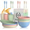 Homienly Wheat Straw Dinnerware Sets 20 PCS Cups and Plates Sets for Kitchen Microwave and Dishwasher Safe Plate Set Unbreakable Camping Dish Set Kids Plates and Bowls Sets for Picnic, RV (Multilight) view 1