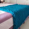 Chunky Knit Blanket Chenille Throw Lake Blue, Knitted Throw Blanket for Sofa- Warm Soft Cozy Beautiful Home Decor Throw, Couch, Bed, Chair Boho Gift -32x32in view 1
