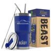 1967 1968 1969 Plymouth Barracuda Hardtop Beast 30 oz Stainless Steel Insulated Tumbler w/Lid, 2 Straws, Brush and Gift Box royal view 1