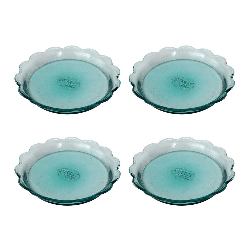 Glass Tray 4-Pack with Scalloped Rim by Achla Designs