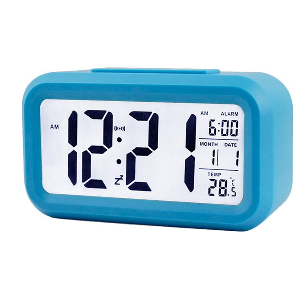 TXY LED Digital Alarm Clock Backlight Snooze Mute Calendar Desktop Electronic Bcaklight Table Clocks Desktop Clock (Blue)