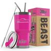 1967 1968 1969 Plymouth Barracuda Hardtop Beast 30 oz Stainless Steel Insulated Tumbler w/Lid, 2 Straws, Brush and Gift Box hotpink view 1
