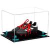 Better Display Cases Acrylic Kids Shoes Display Case - Medium Rectangle Box with Clear Case, Light Blue Risers and Black Base 12" x 8.25" x 8" (A004, V41) view 1