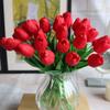 30 Pcs Artificial Tulip Flowers Real Touch Tulips Fake Flowers Wedding Bouquet for Home Wedding Decorations (Red) view 3