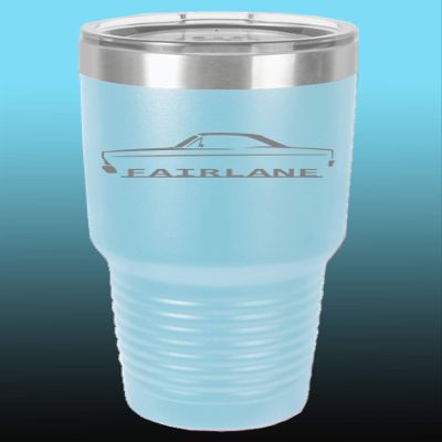1966 1967 Ford Fairlane Hardtop 30oz Stainless Steel Tumbler w/Clear Lid ltblue