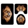 Bath Rugs Bathroom Accessory Sets Lion Tiger Wolf Printing Shower Curtain mat Four Sets of Bathroom Toilet Anti-Skid Absorbent Carpet Foreign Trade Four-Piece (Lion Head) view 3