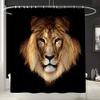 Bath Rugs Bathroom Accessory Sets Lion Tiger Wolf Printing Shower Curtain mat Four Sets of Bathroom Toilet Anti-Skid Absorbent Carpet Foreign Trade Four-Piece (Lion Head) view 4