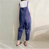 Andongnywell Women's Casual Plus Size Slim Fit Baggy Suspenders Cotton Linen Jumpsuit with Pockets Trousers (Blue,Large) view 4