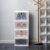 LOYALHEARTDY Shoe Storage Boxes, Foldable Clear Plastic Shoe Organizer Transparent Plastic Storage Shoe, Box Stackable Foldable Clear Window Storage for Sneaker Collection Shoe Container White view 2