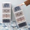 LOYALHEARTDY Shoe Storage Boxes, Foldable Clear Plastic Shoe Organizer Transparent Plastic Storage Shoe, Box Stackable Foldable Clear Window Storage for Sneaker Collection Shoe Container White view 3