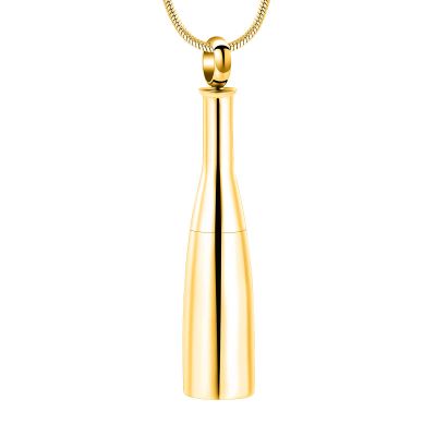 Beer Bottle Shaped Cremation Jewelry for Ashes,Stainless Steel Urn Necklaces for Ashes Memorial Jewelry Urn Pendant(Gold)