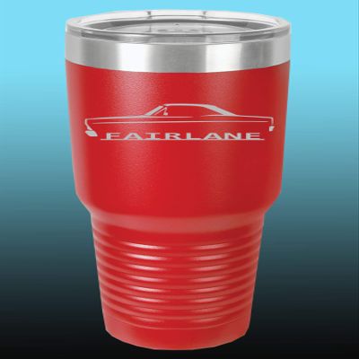 1966 1967 Ford Fairlane Hardtop 30oz Stainless Steel Tumbler w/Clear Lid red