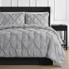 5 Piece Luxurious Pinch Pleated Duvet Cover with Zipper & Corner Ties 100% 100% Egyptian Cotton Pintuck Duvet Cover Set (All Queen 90x90 Size, Light Grey) view 2