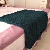 Chunky Knit Blanket Chenille Throw Dark Green, Knitted Throw Blanket for Sofa- Warm Soft Cozy Beautiful Home Decor Throw, Couch, Bed, Chair Boho Gift -24x24inch view 1