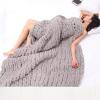 Chunky Knit Blanket Chenille Throw Dark Green, Knitted Throw Blanket for Sofa- Warm Soft Cozy Beautiful Home Decor Throw, Couch, Bed, Chair Boho Gift -24x24inch view 4
