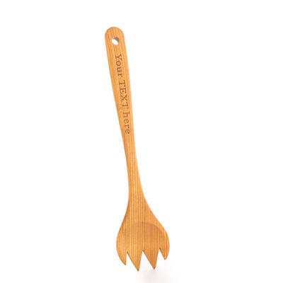 tuuli Kitchen grill fork made of cherry wood with individual laser engraving.