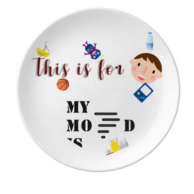 Bad Mood Windy Weather Porcelain Plate Dinner Round Dish Boy Man