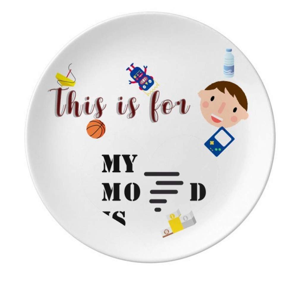 Bad Mood Windy Weather Porcelain Plate Dinner Round Dish Boy Man