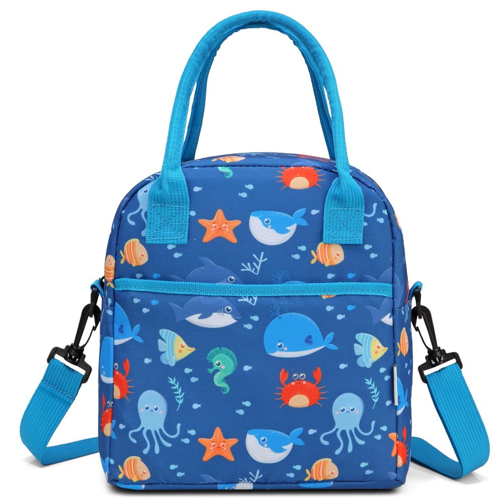 VASCHY Lunch Box Bag for Kids, Insulated Lightweight Lunch Tote for Children Boys and Girls School Daycare Kindergarten Ocean