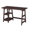 Convenience Concepts Designs2Go Trestle Desk with Charging Station and Shelves, Espresso view 1