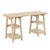 Convenience Concepts Designs2Go Double Trestle Desk with Shelves, Weathered White view 1