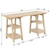 Convenience Concepts Designs2Go Double Trestle Desk with Shelves, Weathered White view 3