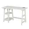 Convenience Concepts Designs2Go Trestle Desk with Charging Station and Shelves, White view 1