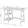 Convenience Concepts Designs2Go Trestle Desk with Charging Station and Shelves, White view 3