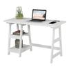 Convenience Concepts Designs2Go Trestle Desk with Charging Station and Shelves, White view 4