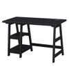 Convenience Concepts Designs2Go Trestle Desk with Charging Station and Shelves, Black view 1
