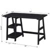 Convenience Concepts Designs2Go Trestle Desk with Charging Station and Shelves, Black view 3