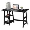 Convenience Concepts Designs2Go Trestle Desk with Charging Station and Shelves, Black view 4