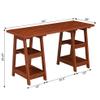 Convenience Concepts Designs2Go Double Trestle Desk with Shelves, Cherry view 3