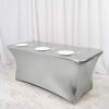 6FT Metallic Rectangular Stretch Spandex Table Cover (Silver, Case of 12) view 2