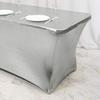6FT Metallic Rectangular Stretch Spandex Table Cover (Silver, Case of 12) view 4
