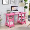 Convenience Concepts Designs2Go Double Trestle Desk with Shelves, Pink view 2