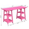 Convenience Concepts Designs2Go Double Trestle Desk with Shelves, Pink view 3