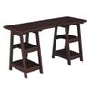 Convenience Concepts Designs2Go Double Trestle Desk with Shelves, Espresso view 1