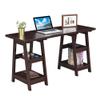 Convenience Concepts Designs2Go Double Trestle Desk with Shelves, Espresso view 4
