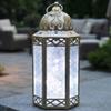 12" White Gold Metal Moroccan Decorative Candle Lantern with LED Twinkle Fairy Lights & Remote  Wedding Table Centerpieces, Indoor Home Decor, Outdoor Patio & Porch, Large view 1