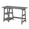Convenience Concepts Designs2Go Trestle Desk with Charging Station and Shelves, Charcoal Gray view 1