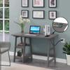 Convenience Concepts Designs2Go Trestle Desk with Charging Station and Shelves, Charcoal Gray view 2