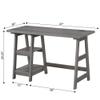 Convenience Concepts Designs2Go Trestle Desk with Charging Station and Shelves, Charcoal Gray view 3