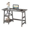 Convenience Concepts Designs2Go Trestle Desk with Charging Station and Shelves, Charcoal Gray view 4