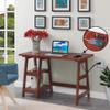 Convenience Concepts Designs2Go Trestle Desk with Charging Station and Shelves, Cherry view 2