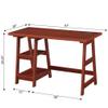 Convenience Concepts Designs2Go Trestle Desk with Charging Station and Shelves, Cherry view 3